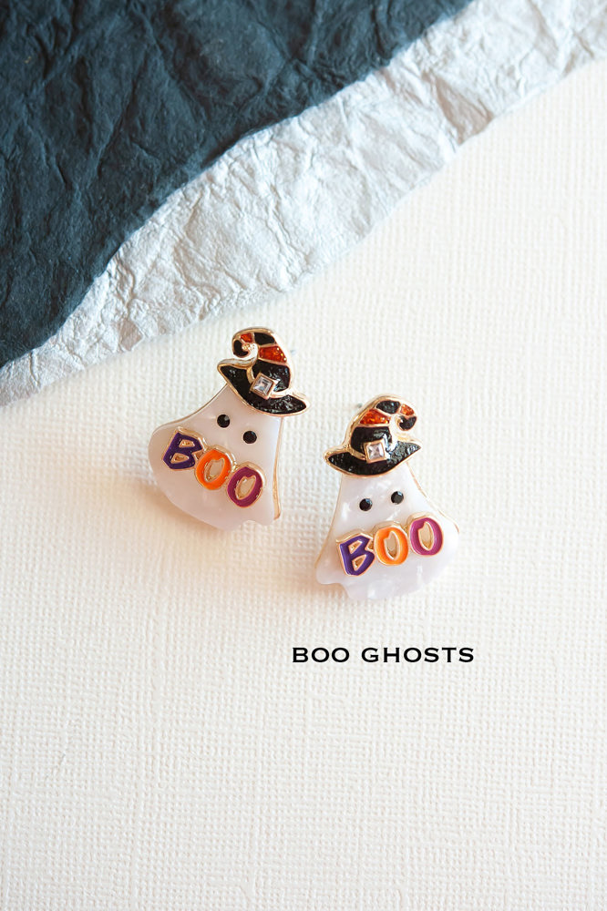 Friendly Halloween Earrings | Harvest Festival Dangle Earrings | Pumpkin | Ghost | Spiders