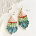  Hand Beaded Tassel Earrings | Colorful Boho Tribal Fringe Earrings | Color Block Seed Bead Danglers