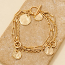  Helga Coin Charm Layered Chain Bracelets