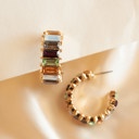  Rainbow Baguette Hoops | Chunky Sparkly Gemstone Hoop Earrings