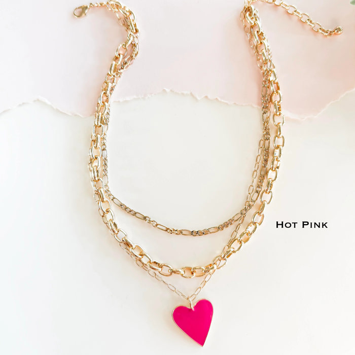 Golden Heartline Necklace | Layered Chain Valentine's Day Necklace