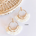  Jackie Raffia Post Back Hoops | Circle Earrings With Crystal Details