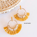  Jackie Raffia Post Back Hoops | Circle Earrings With Crystal Details