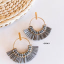  Jackie Raffia Post Back Hoops | Circle Earrings With Crystal Details