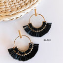  Jackie Raffia Post Back Hoops | Circle Earrings With Crystal Details