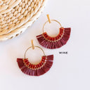  Jackie Raffia Post Back Hoops | Circle Earrings With Crystal Details