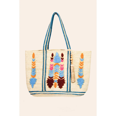 Jenora Colorful Boho Pattern Jute Tote Bag