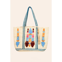  Jenora Colorful Boho Pattern Jute Tote Bag