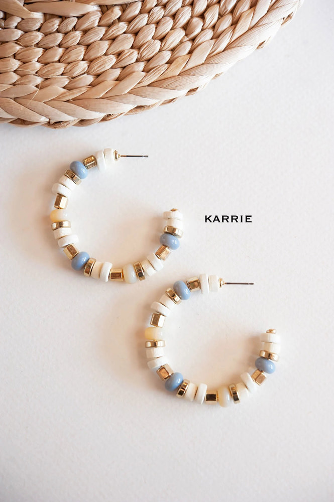 Beaded Hoops | Unique Wood and Crystal Earrings