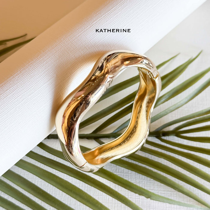 Artisan Gold Bangle Collection | Glossy Statement Metal Bracelets