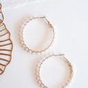 Kendall Pearl Earrings | Modern Pearl and Gold Hoops With Crystals | White Earrings