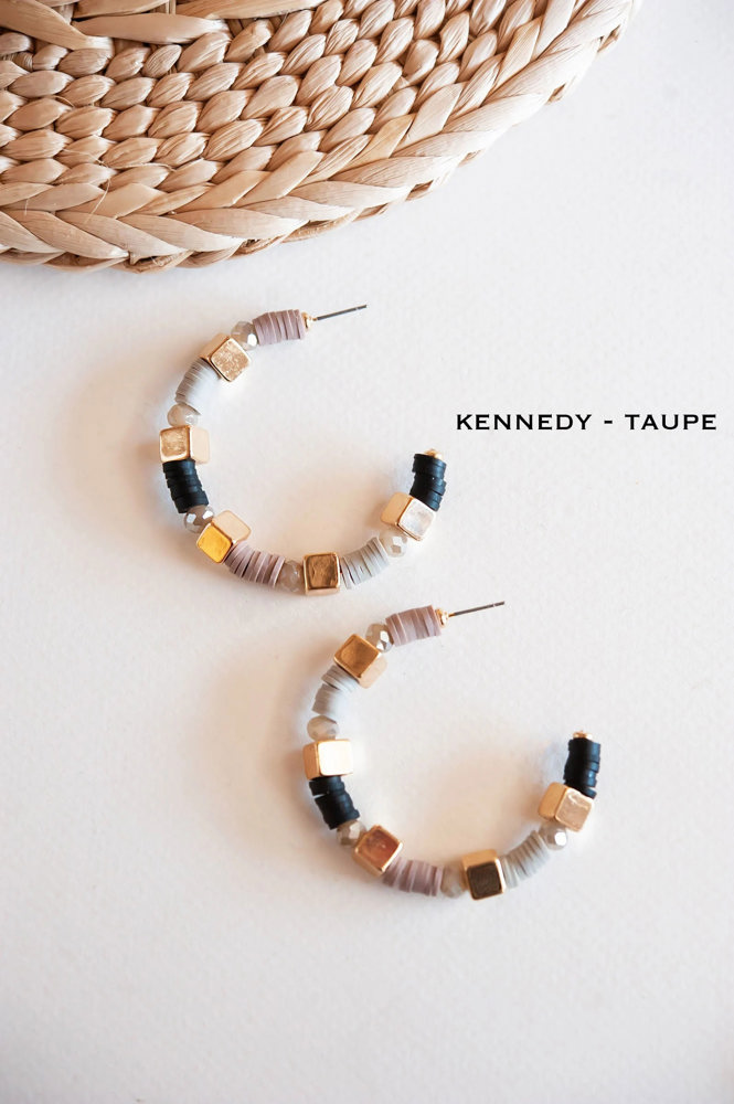 Beaded Hoops | Unique Wood and Crystal Earrings