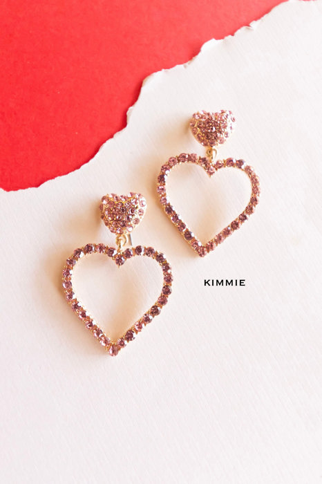 Valentines Day Earrings | Heart Jewelry | Galentines Gift | Sparkly Romantic Studs | Lover Era