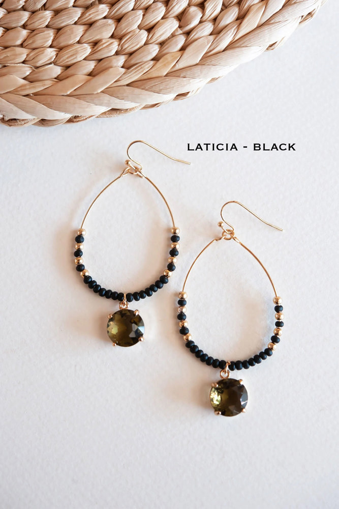 Beaded Hoops | Unique Wood and Crystal Earrings