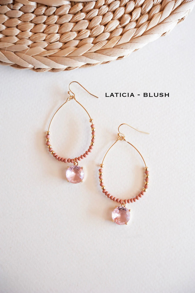 Beaded Hoops | Unique Wood and Crystal Earrings