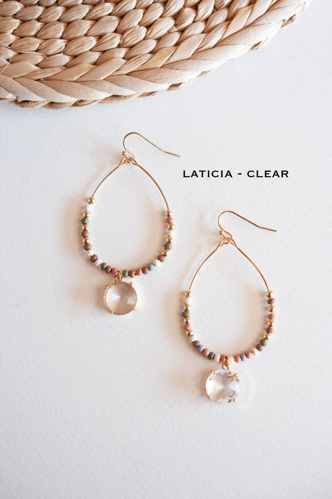 Beaded Hoops | Unique Wood and Crystal Earrings