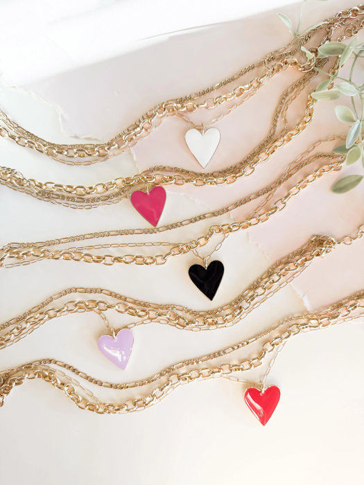 Golden Heartline Necklace | Layered Chain Valentine's Day Necklace