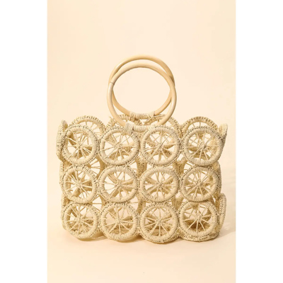 Lemon Wedge Rattan Tote Bag with Wooden Handle