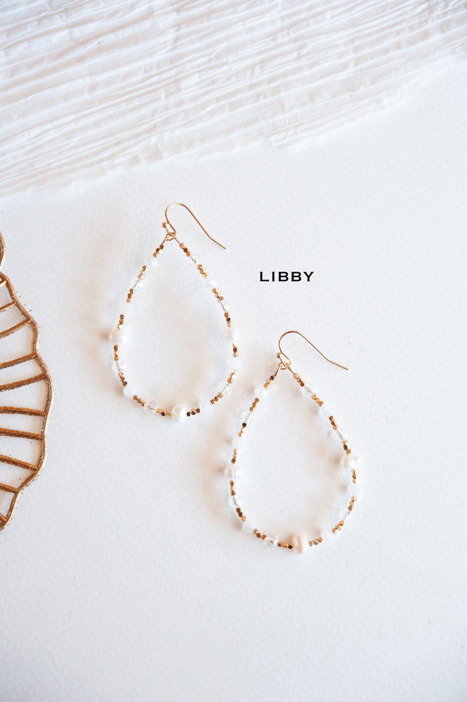 Pearl Earrings | Modern Pearl and Gold Hoops With Crystals | White Earrings