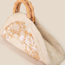  Lilly Floral Print Half Moon Jute Tote Bag