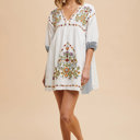  Leanna Floral Embroidered Babydoll Contrast Dress