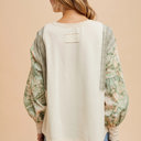  Olivia French Terry Spliced Top | Floral Contrast Sleeve Sweatshirt