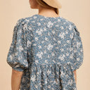  Dalia French Blue Bow Accent Floral Top