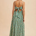  Helene Green Floral Long Sundress | Embroidered Cotton Print Maxi Dress