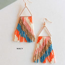  Hand Beaded Tassel Earrings | Colorful Boho Tribal Fringe Earrings | Color Block Seed Bead Danglers