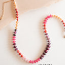 Magenta Rainbow Bead Necklace | Multi Color Knotted Gemstone Necklace | Gem Candy Necklace Gift