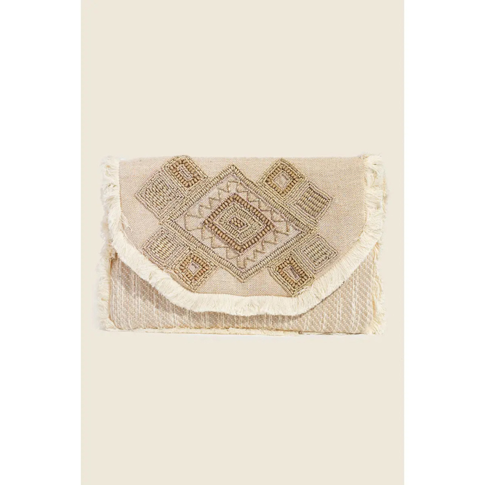 Maggie Boho Beaded Pattern Envelope Clutch Bag