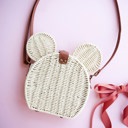 Beige Rattan Mouse Shoulder Bag 