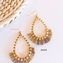  Marla Gold and Raffia Hoops | Teardrop Earrings With Crystal Details