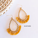  Marla Gold and Raffia Hoops | Teardrop Earrings With Crystal Details