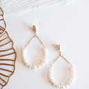 Matilda Pearl Earrings | Modern Pearl and Gold Hoops With Crystals | White Earrings