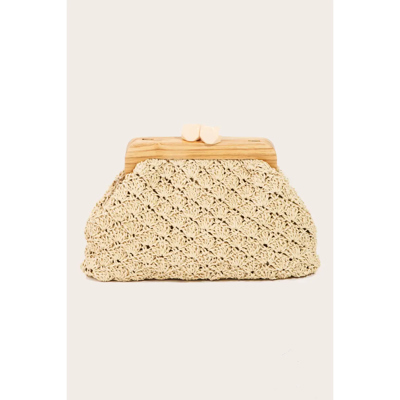 Melissa Rattan Braided Wooden Frame Clutch Bag