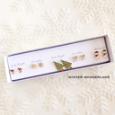 Winter Wonderland Boxed Christmas Earrings Set | Gift Ready Holiday Stud Sets | Dainty Santa Jewelry | Reindeer Earrings