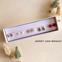 Merry and Bright Boxed Christmas Earrings Set | Gift Ready Holiday Stud Sets | Dainty Santa Jewelry | Reindeer Earrings