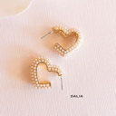  Neutral Valentine Earrings | Cream and Black Heart Earrings | Small Pearl Heart Hoops | Valentine's Day Gift