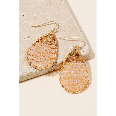 Norma Blush Faceted Beaded Teardrop Dangle Earrings