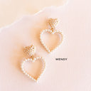  Neutral Valentine Earrings | Cream and Black Heart Earrings | Small Pearl Heart Hoops | Valentine's Day Gift