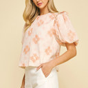  Francine Peach Floral Balloon Sleeve Blouse Top