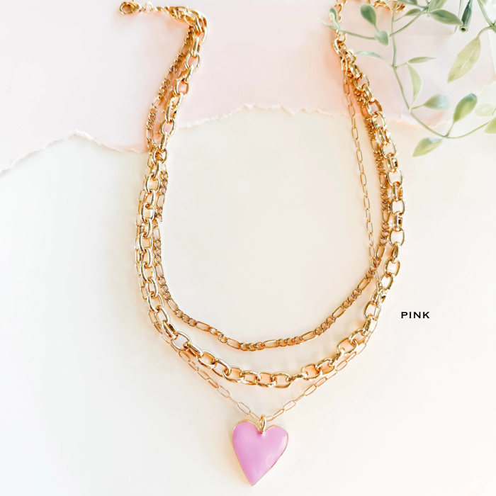 Golden Heartline Necklace | Layered Chain Valentine's Day Necklace