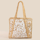  Polly White Floral Print Jute Tote Bag