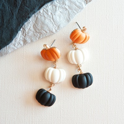 Harvest Pumpkin Color Block Earrings | Halloween Earrings