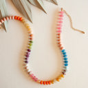 Rainbow #2 Rainbow Bead Necklace | Multi Color Knotted Gemstone Necklace | Gem Candy Necklace Gift