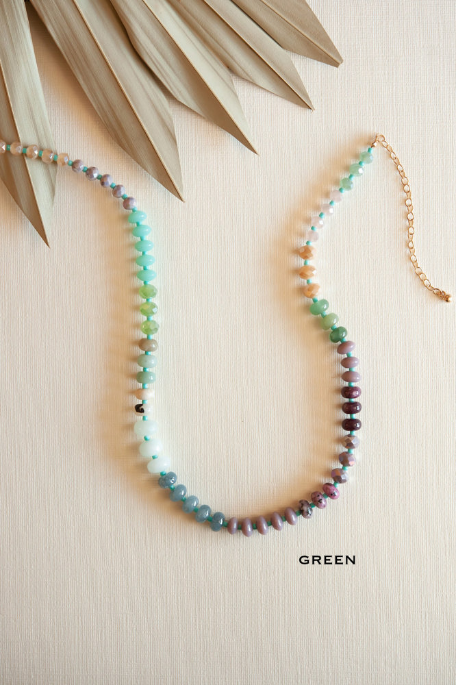 Rainbow Bead Necklace | Multi Color Knotted Gemstone Necklace | Gem Candy Necklace Gift