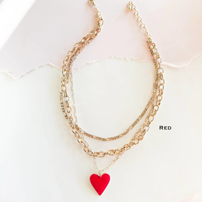 Golden Heartline Necklace | Layered Chain Valentine's Day Necklace