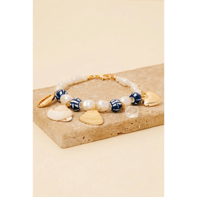 Regan Sea Life Charms Pearl and Ceramic Beaded Bracelet