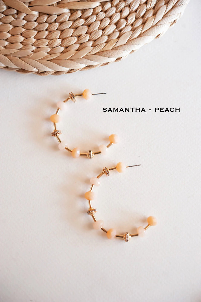 Beaded Hoops | Unique Wood and Crystal Earrings